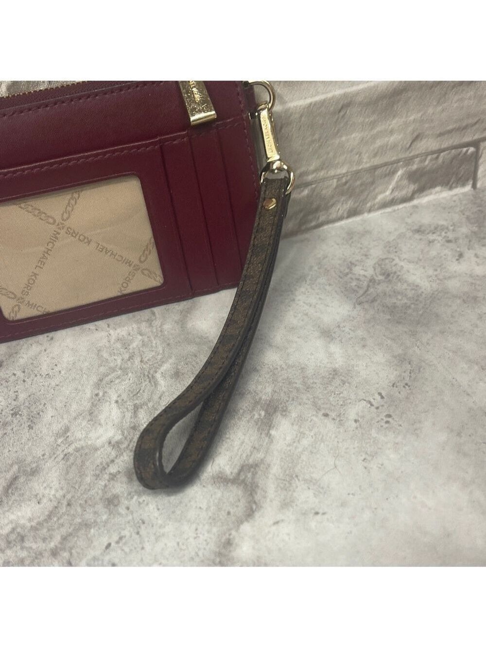 Michael Kors Burgundy Embossed Patent Leather Crossbody Bag & Wallet Set Berry - Picture 11 of 12